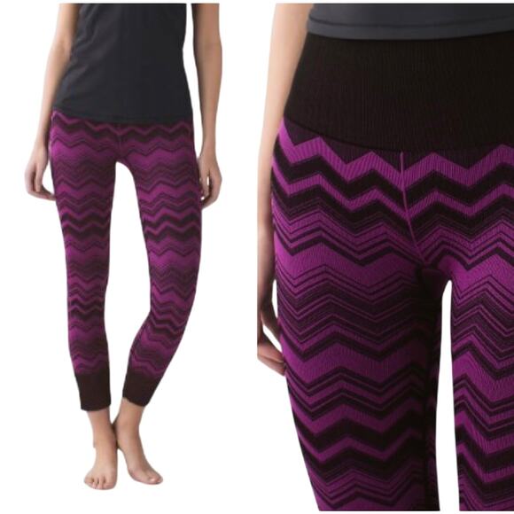 Lululemon Ebb to Street Heathered Plum Chevron Pant 6 Athleisure‎ Activewear - Picture 1 of 11